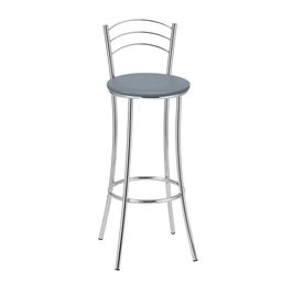 Kit 2 Banquetas Cromadas BC26A de Metal e Assento Espuma D15 Treparoni Cinza