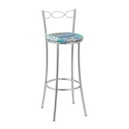 Kit 2 Banquetas Cromadas BC51A de Metal e Assento Espuma D15 Treparoni Azul