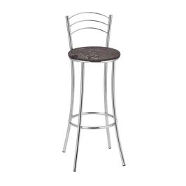 Kit 2 Banquetas Cromadas BC26-A de Metal e Assento Espuma D15 Treparoni Marrom