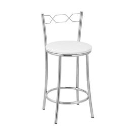 Kit 2 Banquetas Cromadas BC51C de Metal e Assento Espuma D15 Treparoni Branco