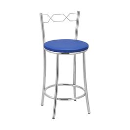 Kit 2 Banquetas Cromadas BC51C de Metal e Assento Espuma D15 Treparoni Azul