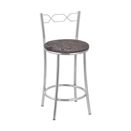 Kit 2 Banquetas Cromadas BC51C de Metal e Assento Espuma D15 Treparoni Marrom
