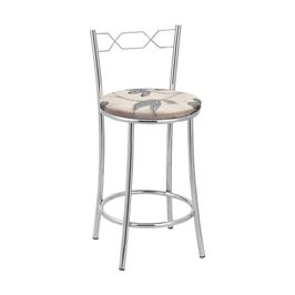 Kit 2 Banquetas Cromadas BC51C de Metal e Assento Espuma D15 Treparoni Bege