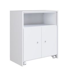 Balcão Organizador Multiuso Com Mesa Recolhível Funcionale Art in Móveis Branco