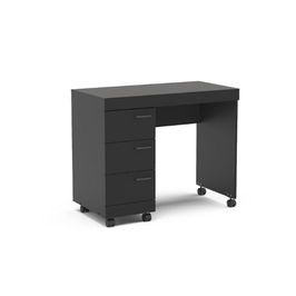 Mesa Osaka 90cm com 3 Gavetas com Rodízio Politorno Preto
