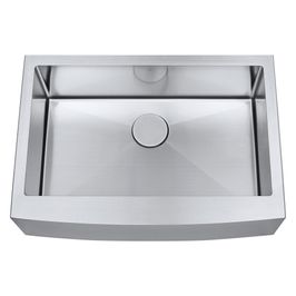 Kit Cuba Farmhouse Aço Inox 1mm Escovado SA105P 75,6x52,7x22,9 cm + Válvula com Cesto Aço Inox Escovado 4-1/2 Prata