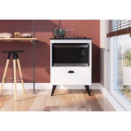 Balcão Porta Basculante Forno e Cooktop 4 Bocas Bogotá Branco