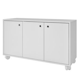 Armário em MDP com 3 Portas 1 Prateleira e 4 Pés com Rodízio BRV Móveis Branco