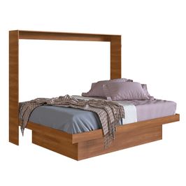 Cama Articulável Horizontal Casal Com Estação de Trabalho 140 Latino Nogal