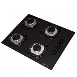Cooktop 4 Bocas à Gás Mesa de Vidro Temperado 6mm Fogatti Preto / Bivolt