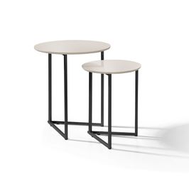 Mesa Lateral Jade Pé De Ferro Estilo Industrial Preto/Off