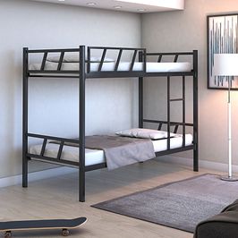 Cama Beliche Bruna Quarto Solteiro Estrutura De Ferro Preto