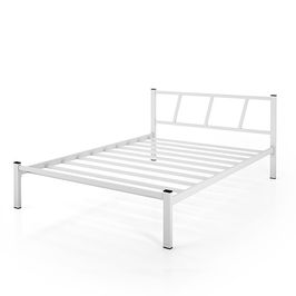Cama Casal De Ferro Helena Branco Estilo Industrial