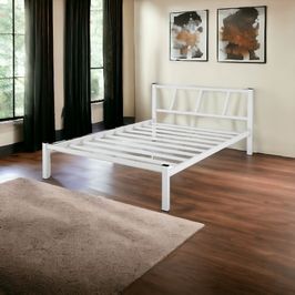 Cama Para Dormitório Casal Helena De Ferro Estilo Industrial branco