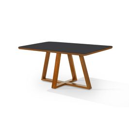 Mesa Jantar Bela Wood 160cm Pés Madeira Tampo Encabeçado Madeira