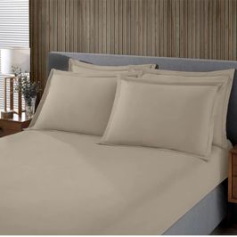 Jogo de Cama Buettner Solteiro Malha Liso 2 Peças Image Bege