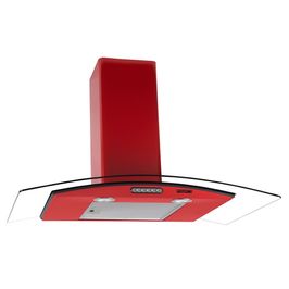 Coifa de Parede 90cm Vidro Curvo Slim Fogatti Vermelho / 220 V