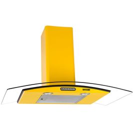 Coifa de Parede 90cm Vidro Curvo Slim Fogatti Amarelo / 110 V