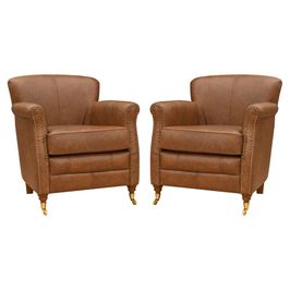 Kit 02 Poltronas Decorativas Sala de Estar Brunei Pés Príncipe Couro Mel G58 - Gran Belo