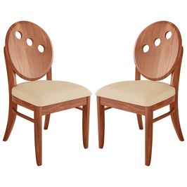 Kit 2 Cadeiras Decorativas Sala de Jantar Teseu Madeira Maciça Poliéster Bege/Imbuia G42 - Gran Belo