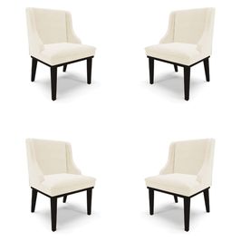 Kit 4 Cadeiras Decorativas Sala de Jantar Base Fixa de Madeira Firenze Veludo Bege/Preto G19 - Gran Belo