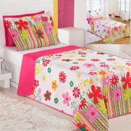 Kit Coordenado Cobre Leito com Lençol Solteiro Alegria Pink
