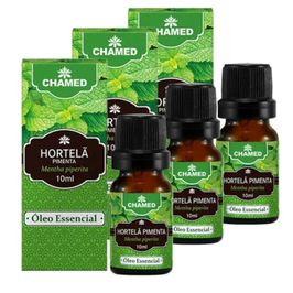 Óleo Essencial de Hortelã Pimenta 10ml CHAMED  100% Puro   3 Frascos