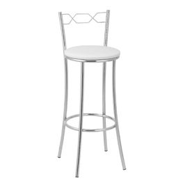 Banqueta Alta Cromada Bc51/a A101 Treparoni Branco
