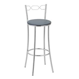 Banqueta Alta Cromada Bc51/a A101 Treparoni Cinza