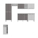 Armário de Cozinha Modulado com Bancada Americana Xangai Multimóveis MP2206 Branco/Lacca Fumê