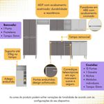 Armário de Cozinha Modulado com Bancada Americana Xangai Multimóveis MP2206 Branco/Lacca Fumê