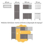Armário de Cozinha Modulado com Bancada Americana Xangai Multimóveis MP2206 Branco/Lacca Fumê