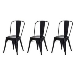 Kit com 3 Cadeira Tolix Iron Aço Carbono Industrial  - Preto