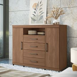 Cômoda Com Rodizios 2 Porta 4 Gavetas Havana Master Santos Andirá  | Jatoba