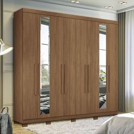 Guarda-Roupas Santos Andirá Master New 8 Portas 4 Gavetas Com Pés Com Espelho | Jatoba (S/V)