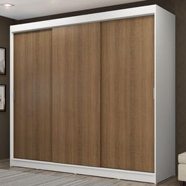 Guarda-Roupa Casal Madesa Kansas 3 Portas de Correr 3 Gavetas Branco/Rustic