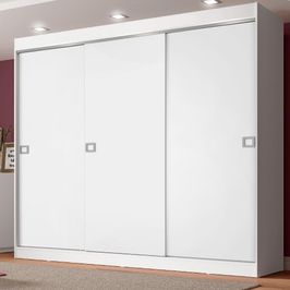 Guarda-Roupa Casal Madesa Napoli 3 Portas de Correr - Branco Branco