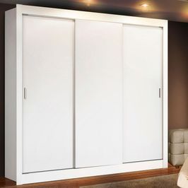Guarda Roupa Casal Madesa Lyon 3 Portas de Correr 2 Gavetas - Branco Branco