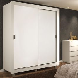 Guarda-Roupa Solteiro Madesa Dallas 2 Portas de Correr 2 Gavetas com Pés - Branco Branco