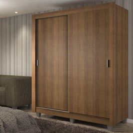 Guarda-Roupa Solteiro Madesa Dallas Plus 2 Portas de Correr 4 Gavetas com Pés - Rustic Rustic