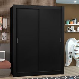 Guarda-Roupa Solteiro Madesa Denver 2 Portas de Correr - Preto Preto