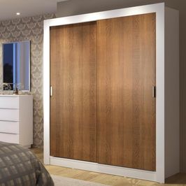 Guarda-Roupa Solteiro Madesa Dallas Plus 2 Portas de Correr 4 Gavetas - Branco/Rustic Branco/Rustic