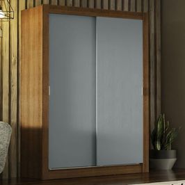 Guarda-Roupa Solteiro Madesa Denver 2 Portas de Correr - Rustic/Cinza Rustic/Cinza