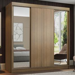 Guarda-Roupa Casal Madesa Reno 3 Portas de Correr com Espelhos - Rustic Rustic