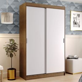 Guarda-Roupa Solteiro Madesa Tokio 2 Portas de Correr 2 Gavetas - Rustic/Branco Rustic/Branco
