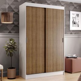 Guarda-Roupa Solteiro Madesa Tokio 2 Portas de Correr 2 Gavetas - Branco/Rustic Branco/Rustic