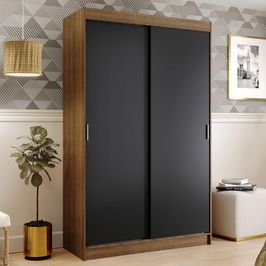 Guarda-Roupa Solteiro Madesa Tokio 2 Portas de Correr 2 Gavetas - Rustic/Preto Rustic/Preto