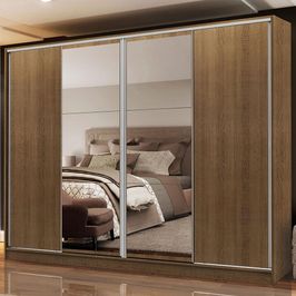 Guarda-Roupa Casal Madesa Apolo 4 Portas de Correr com Espelho - Rustic Rustic