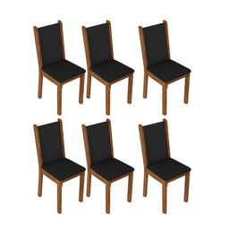 Kit 6 Cadeiras de Jantar 4291 Madesa Rustic/Preto Rustic/Preto