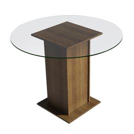 Mesa de Jantar Redonda Madesa 5324 com Tampo de Vidro - Rustic Rustic